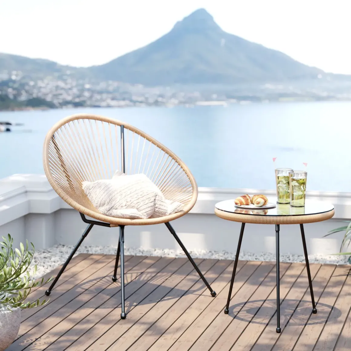 Acapulco Bord med Stol - Natur - KARE Design