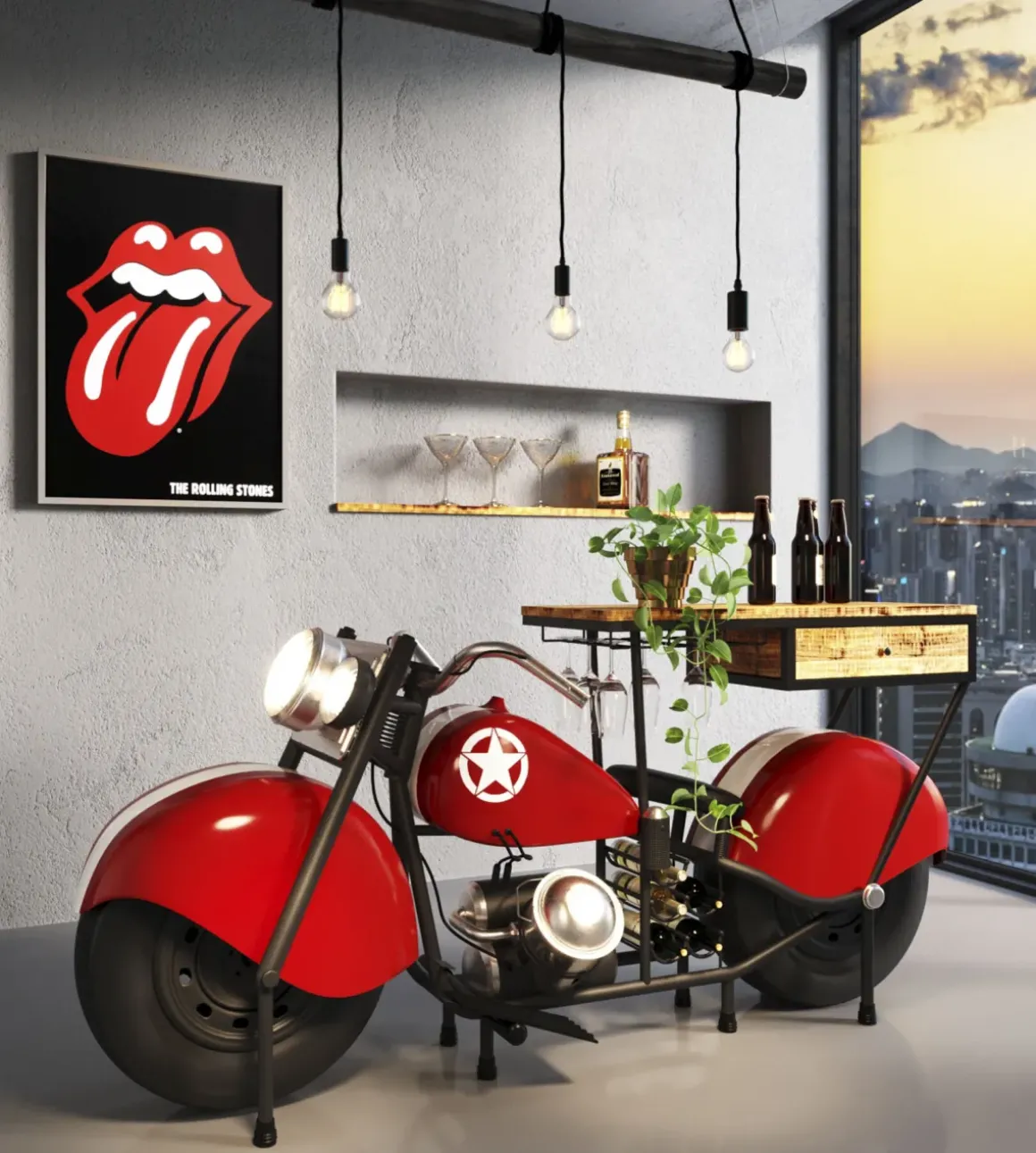 Bar Motorbike - Vintage Röd, 210x98cm - KARE Design