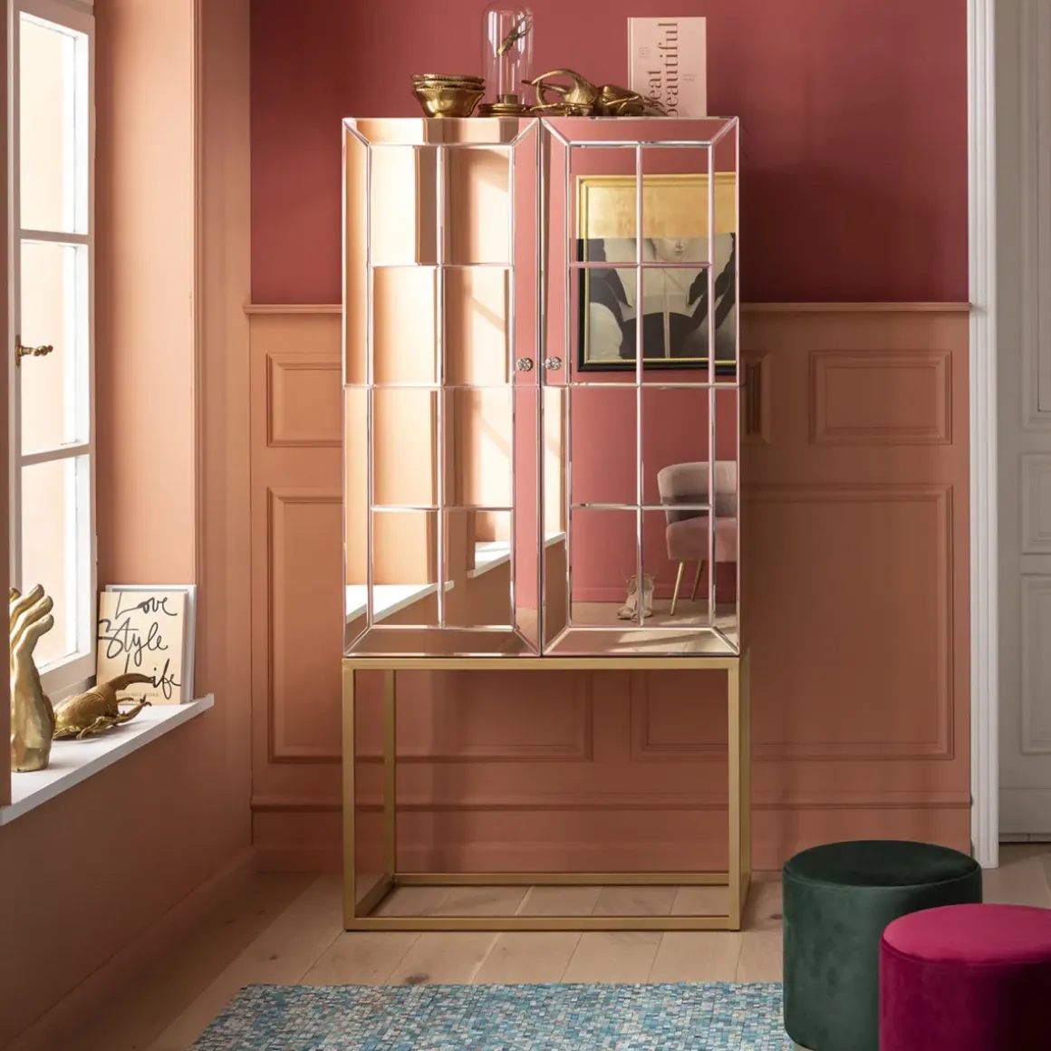 Barskåp Luxury - Champagnefärgat Spegelglas - KARE Design