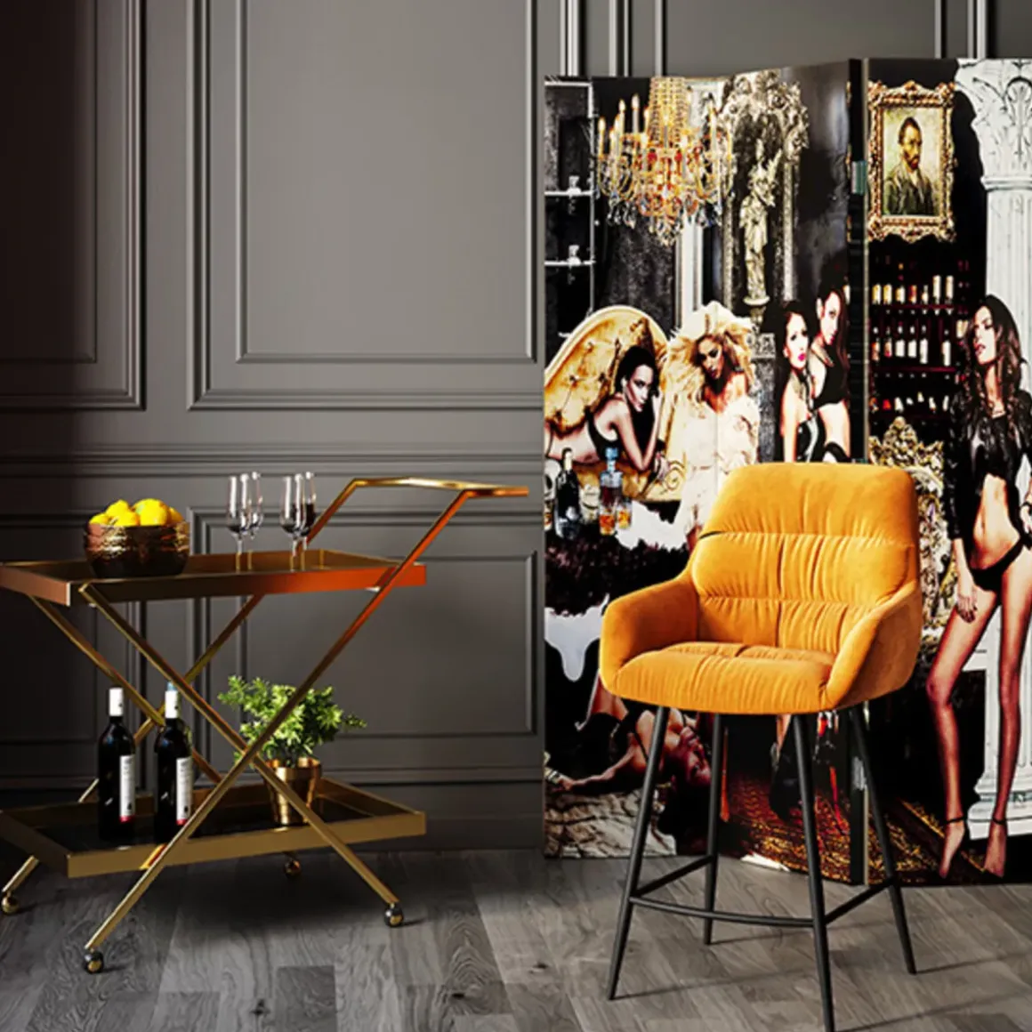 Barstol Bristol - Gul, 69cm - KARE Design
