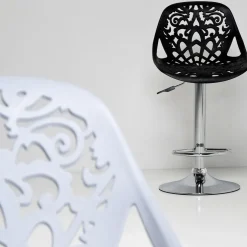Barstol Ornament - Höj- och Sänkbar Krom/Vit - KARE Design