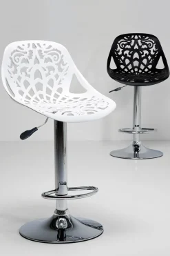 Barstol Ornament - Höj- och Sänkbar Krom/Vit - KARE Design
