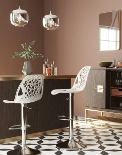 Barstol Ornament - Höj- och Sänkbar Krom/Vit - KARE Design