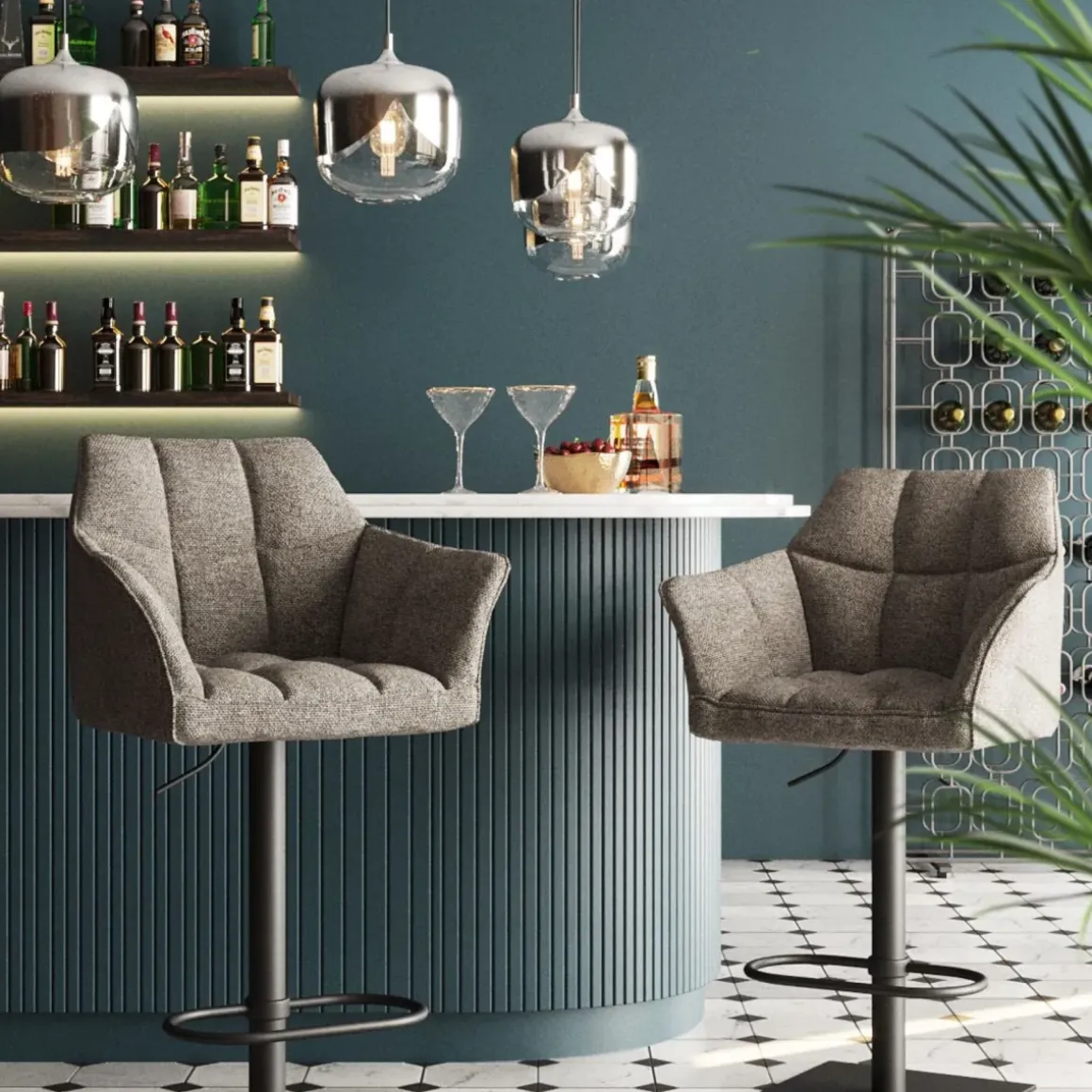 Barstol Thinktank på Pelarfot - Grå/Svart - KARE Design