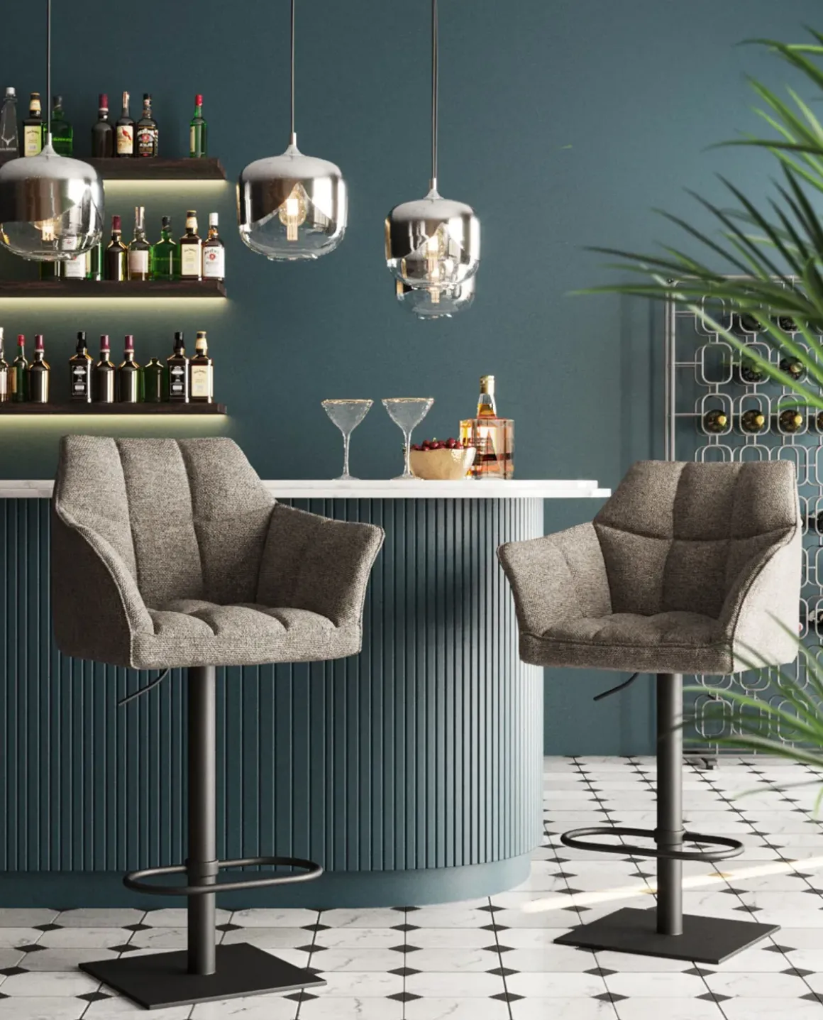 Barstol Thinktank på Pelarfot - Grå/Svart - KARE Design