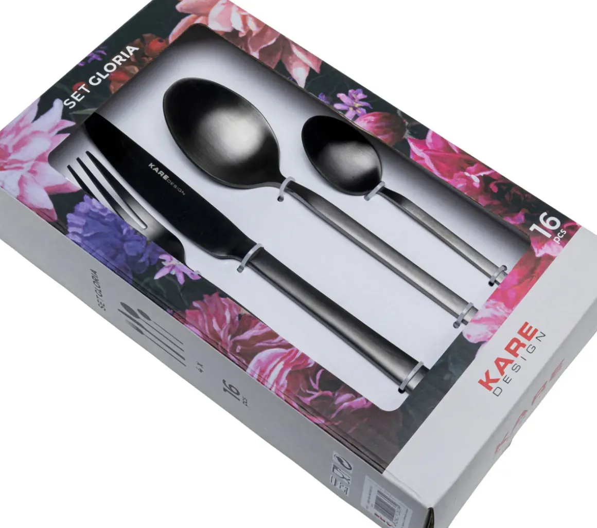 Bestick Gloria Matt Svart (16-part) - KARE Design