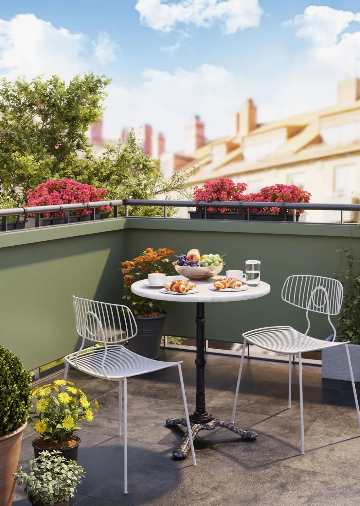 Bistro Cafébord - Rund Vit Marmor/Svart Gjutjärn, Ø60cm - KARE Design