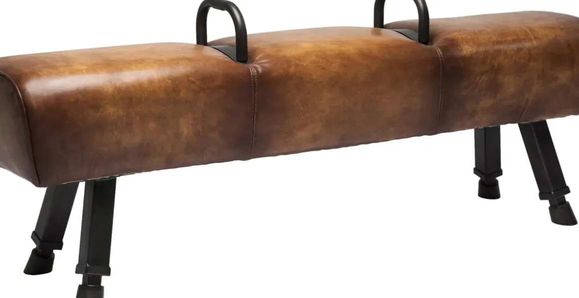 Bänk Gym Gabby - Industristil i Brun Konstläder, 153cm - KARE Design