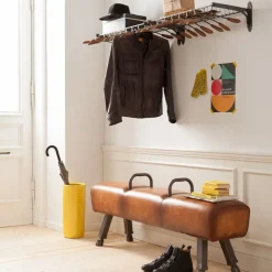 Bänk Gym Gabby - Industristil i Brun Konstläder, 153cm - KARE Design