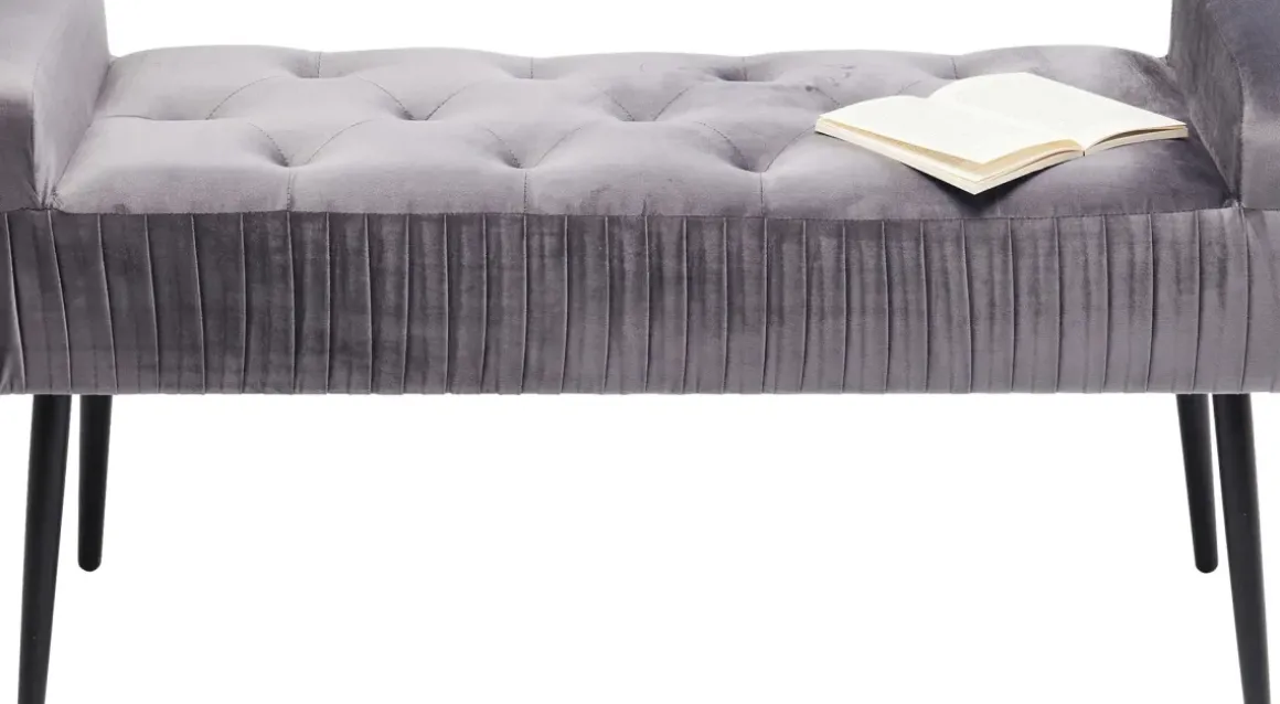 Bänk Lofty - Grå Sammet /Svarta ben, 103cm - KARE Design