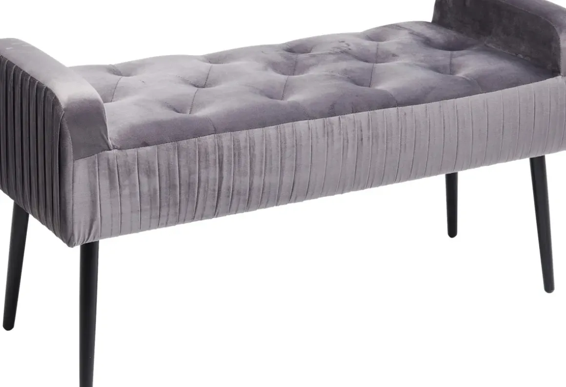 Bänk Lofty - Grå Sammet /Svarta ben, 103cm - KARE Design