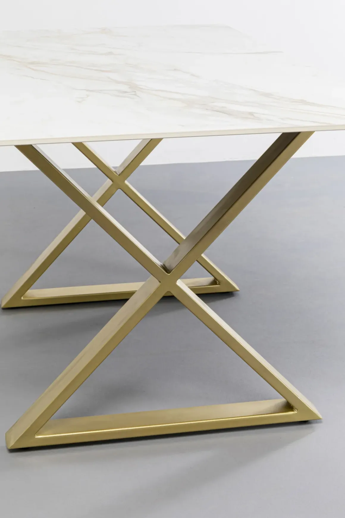 Bord Cross - Keramik/Kryssben Guld, 160x80cm - KARE Design