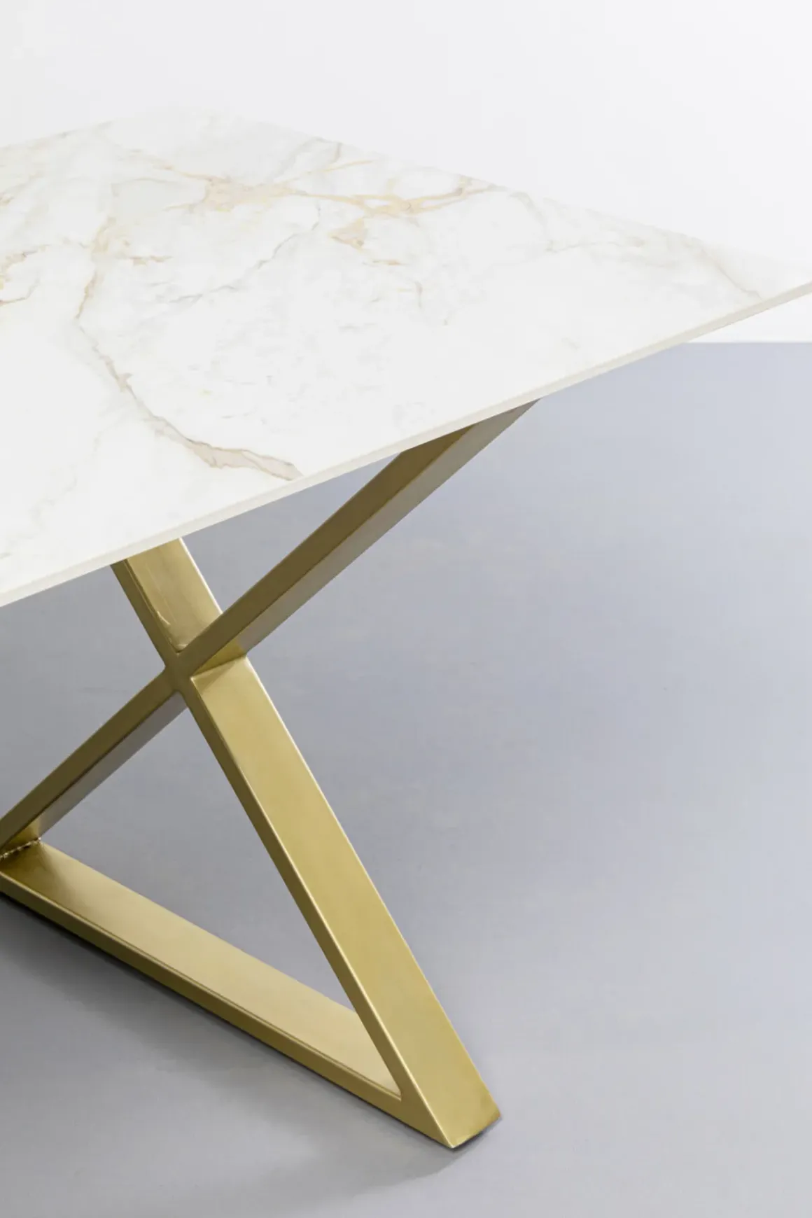 Bord Cross - Keramik/Kryssben Guld, 160x80cm - KARE Design