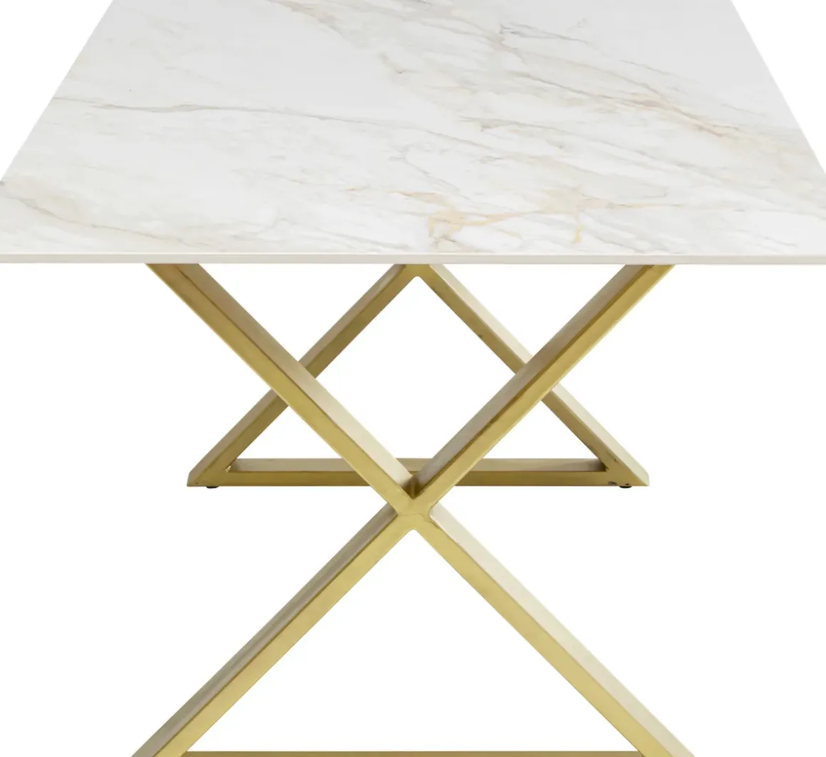 Bord Eternity - Keramik/ Kryssben Guld, 180x90cm - KARE Design
