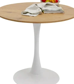 Bord Schickeria Ø80cm - Ek Faner/Vit Trumpetfot - KARE Design