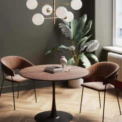 Bord Schickeria Ø110cm - Valnöt Faner/Svart Trumpetfot - KARE Design