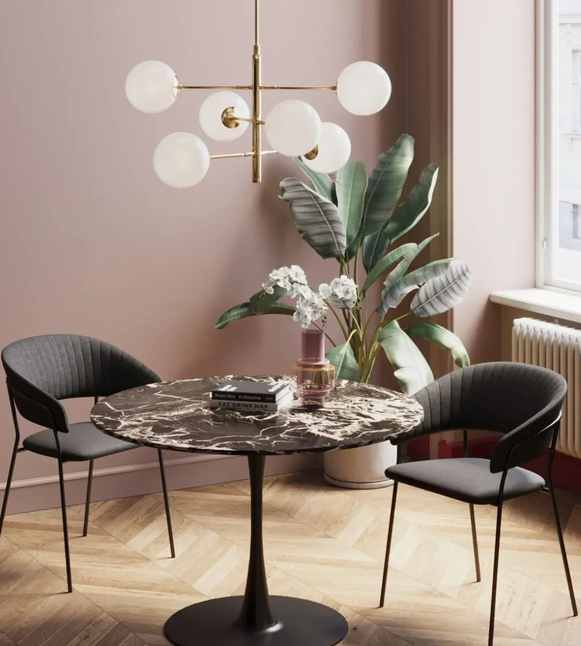 Bord Schickeria - Marmor, Svart, Ø110cm - KARE Design
