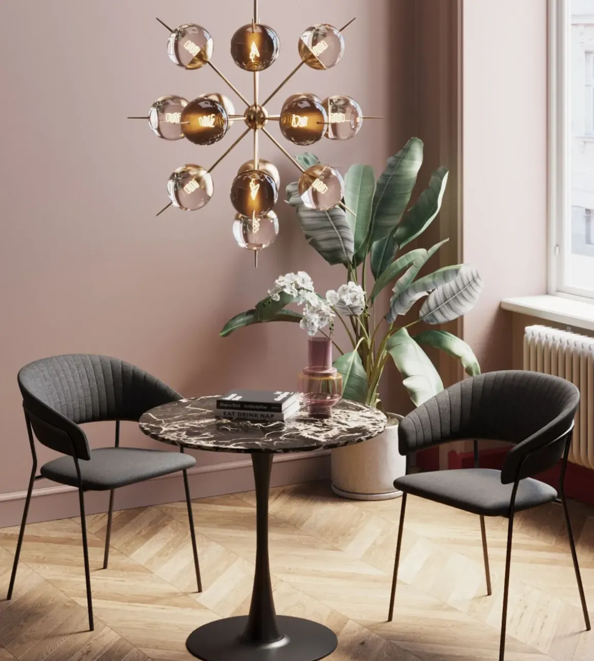Bord Schickeria - Marmor, Svart, Ø80cm - KARE Design