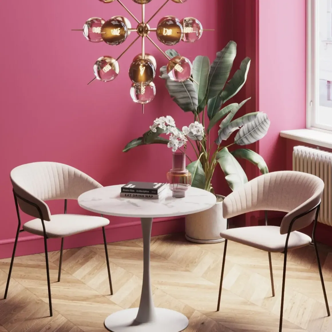 Bord Schickeria - Marmor, Vit, Ø80cm - KARE Design