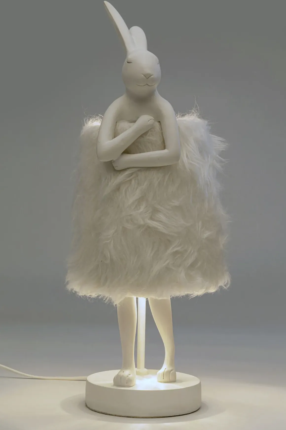 Bordslampa Animal Rabbit Fur - Vit/Silver, 50cm - KARE Design