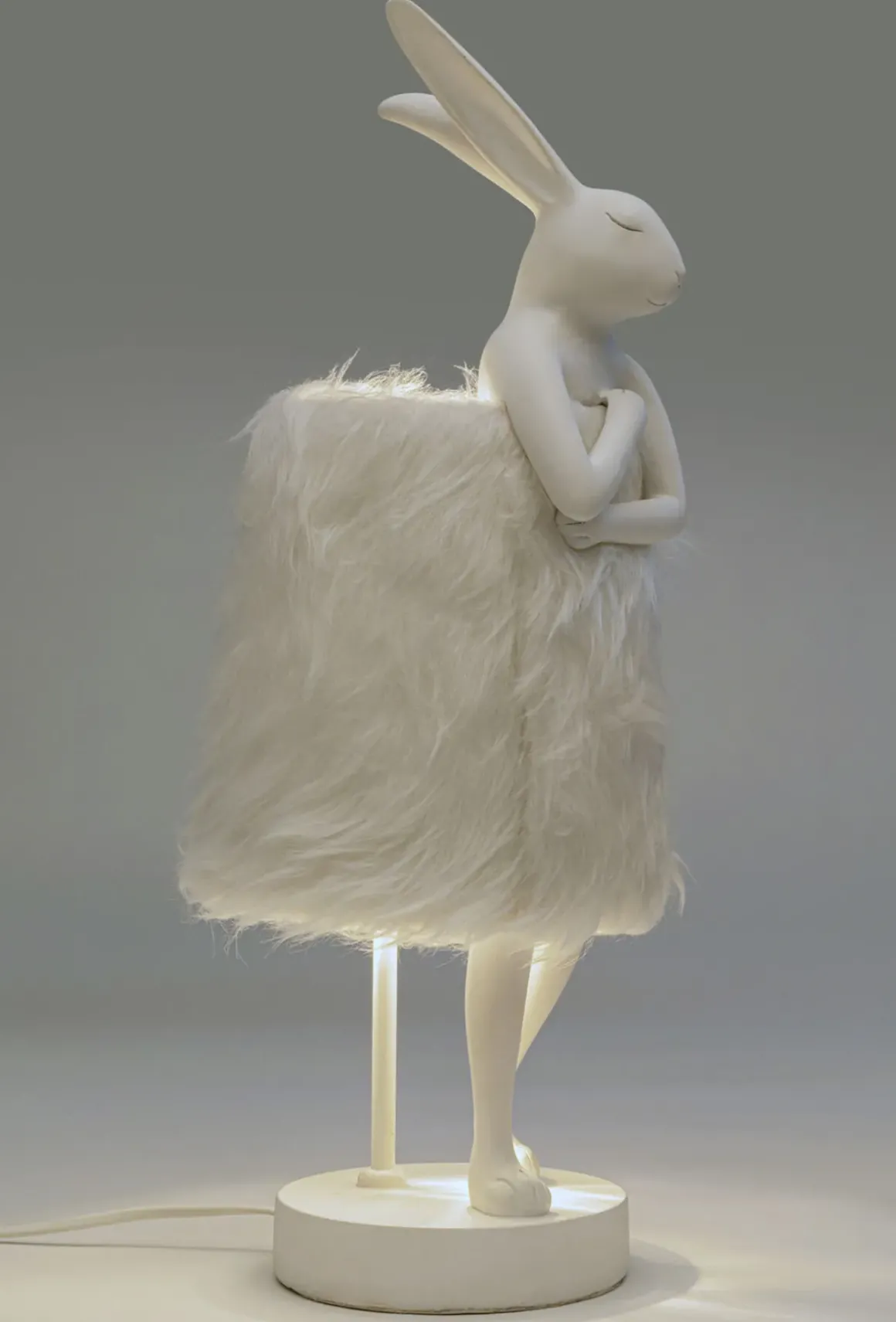 Bordslampa Animal Rabbit Fur - Vit/Silver, 50cm - KARE Design