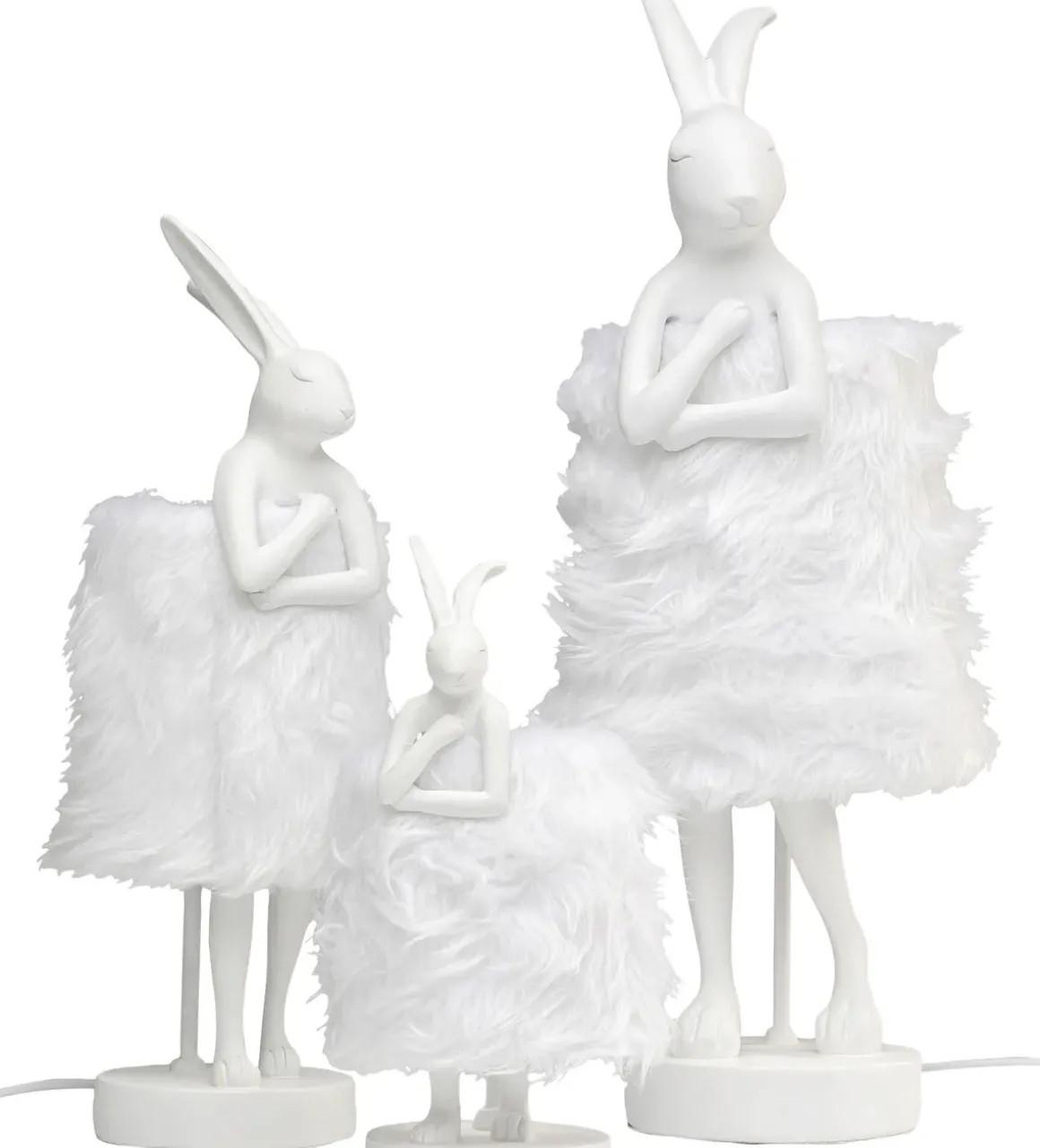 Bordslampa Animal Rabbit Fur - Vit/Silver, 68cm - KARE Design