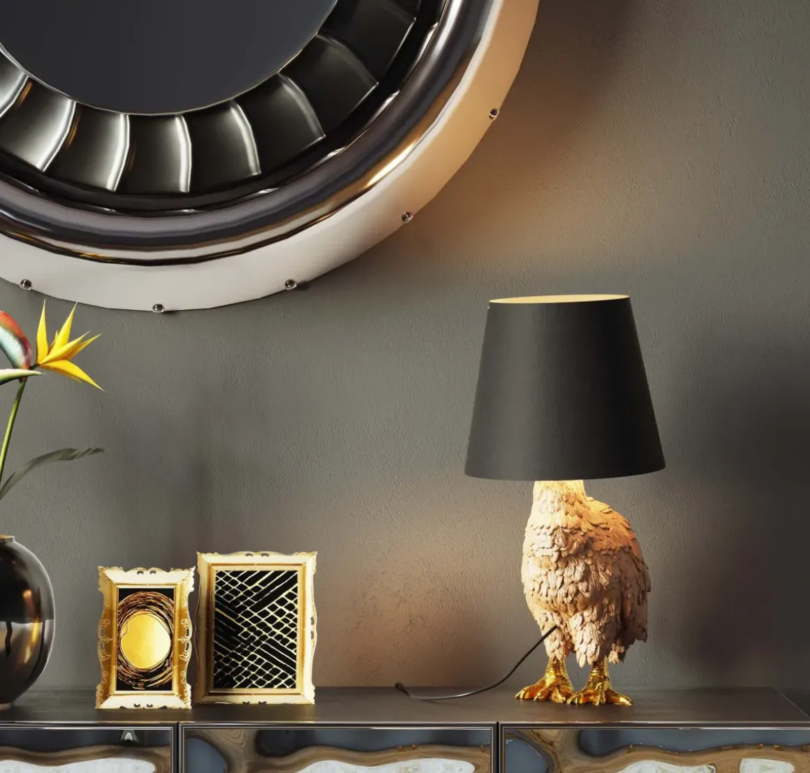 Bordslampa Duck - Anka, Guld - KARE Design