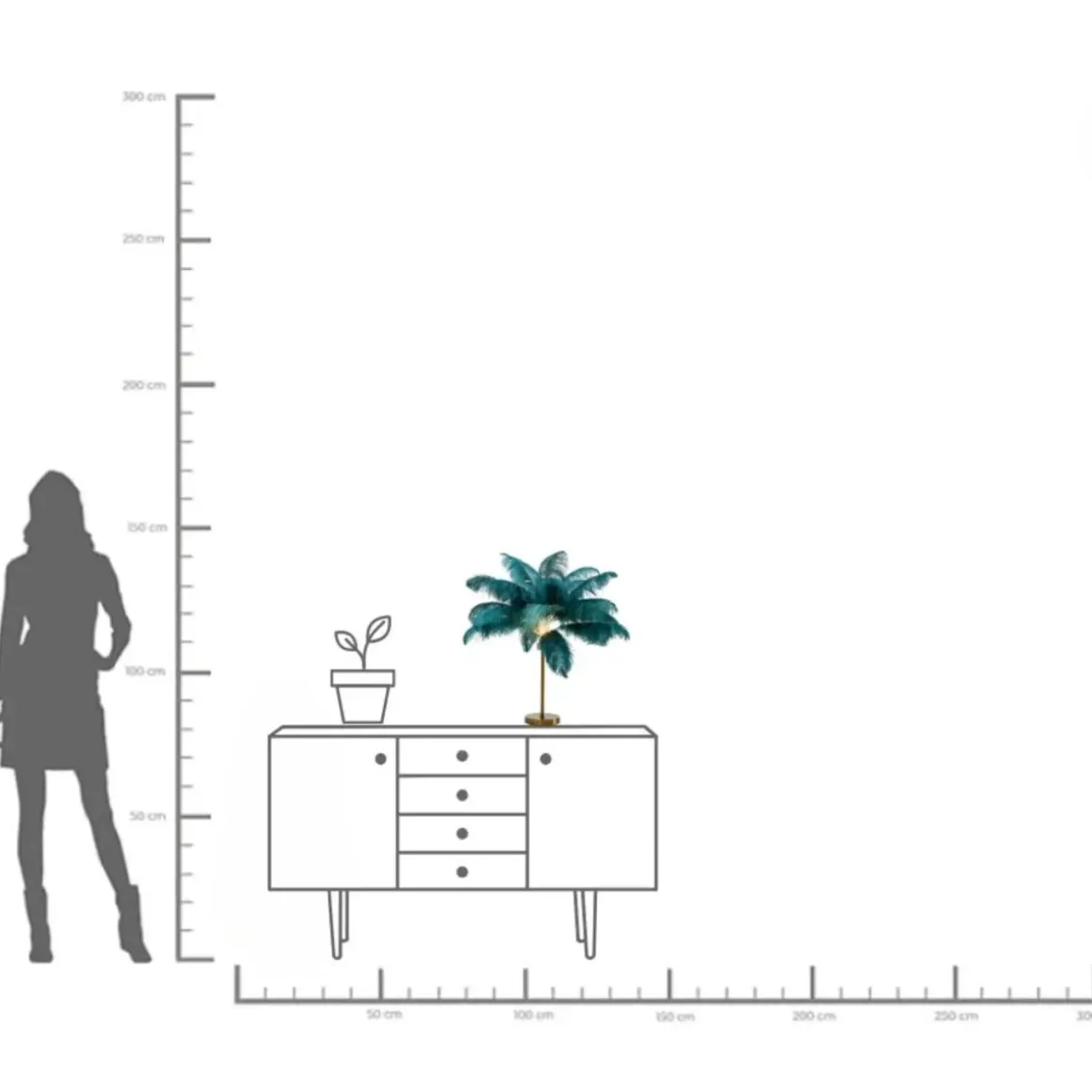Bordslampa Feather Palm - Grön, 60cm - KARE Design