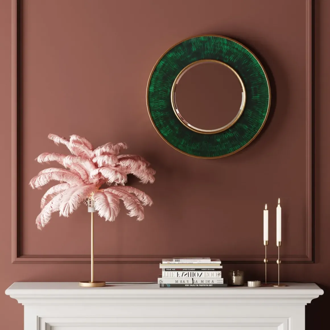 Bordslampa Feather Palm - Rosa, 60cm - KARE Design