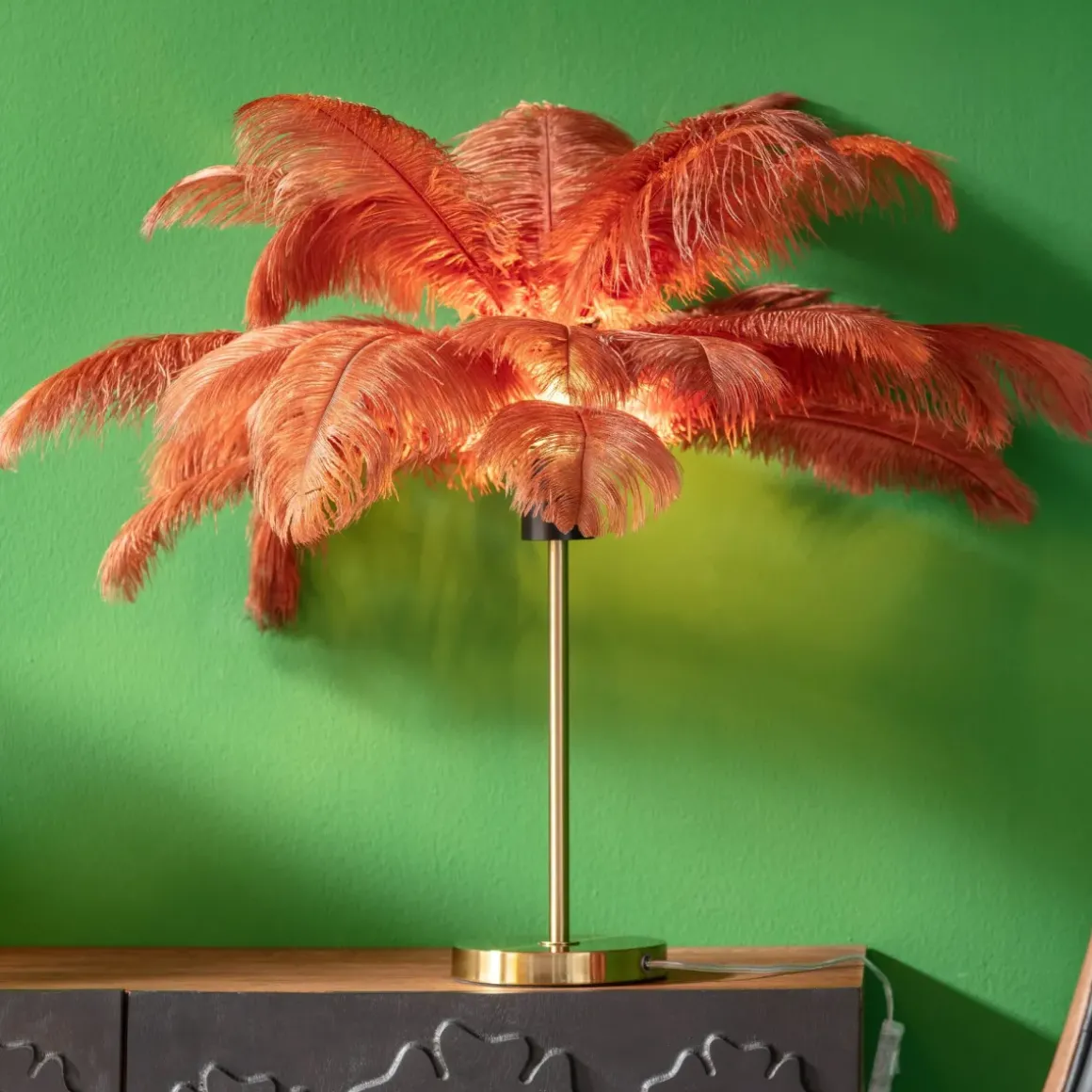 Bordslampa Feather Palm - Roströd, 60cm - KARE Design