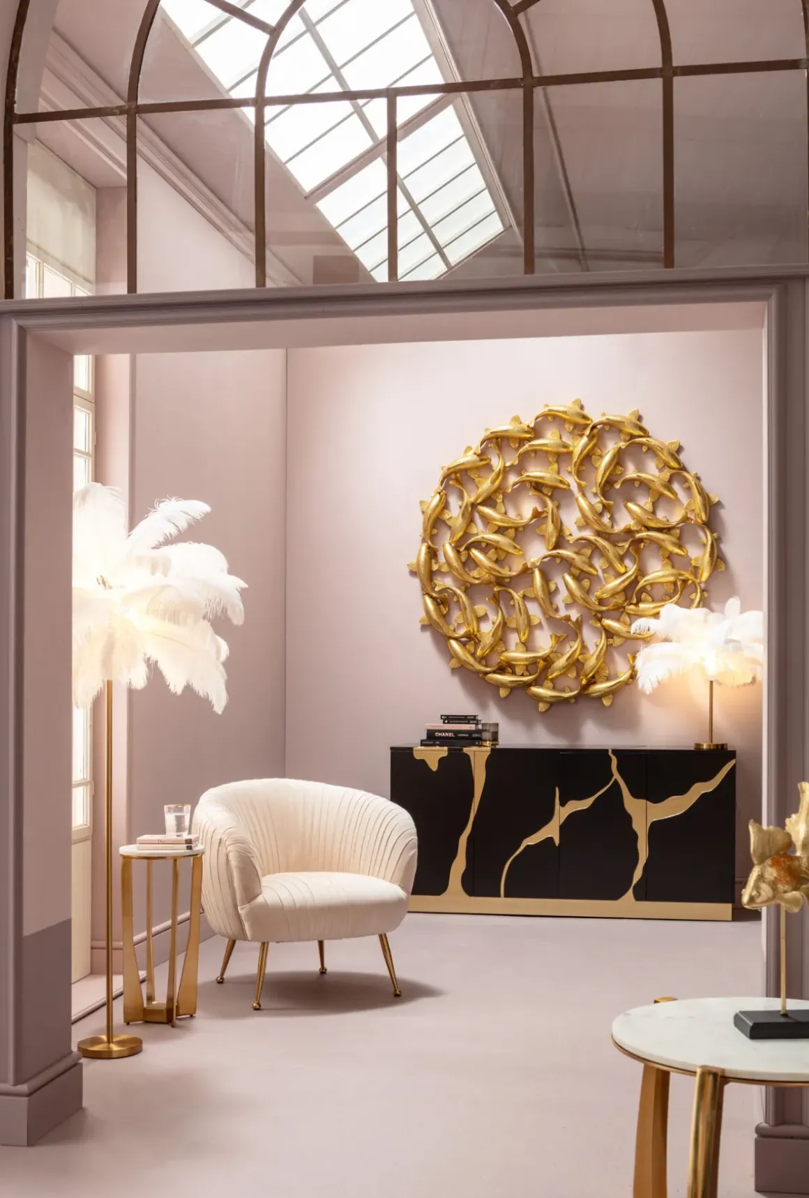 Bordslampa Feather Palm - Vit, 60cm - KARE Design