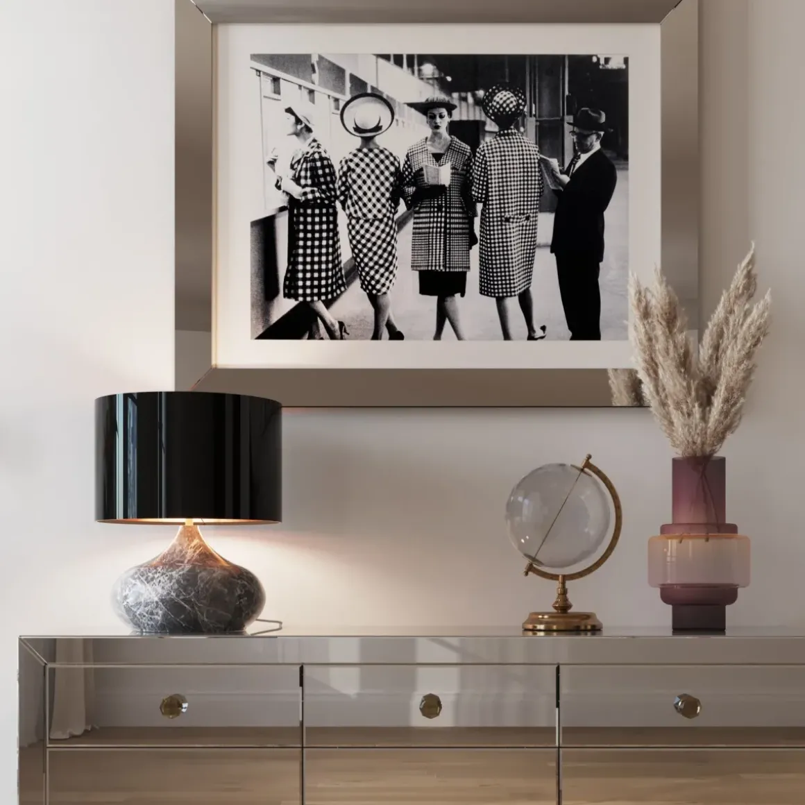 Bordslampa Mamo Deluxe - Grå/ Svart, 38cm - KARE Design