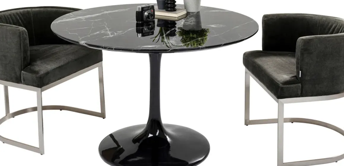 Bord Solo - Runt Matbord Svart Marmor, 110cmØ - KARE Design