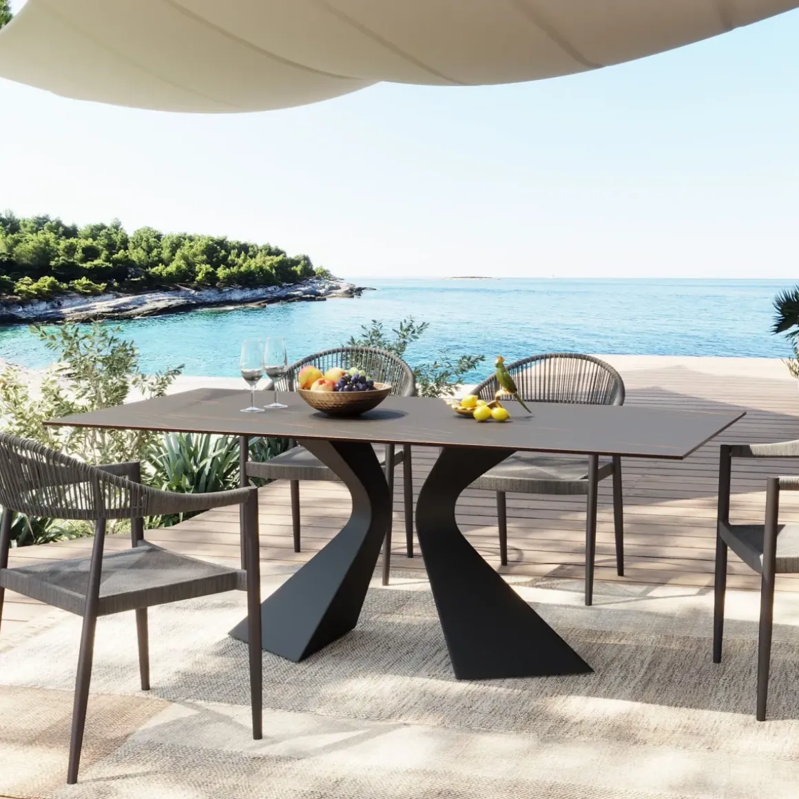 Bord Trädgård Gloria - Kermik, Svart, 180x90cm - KARE Design
