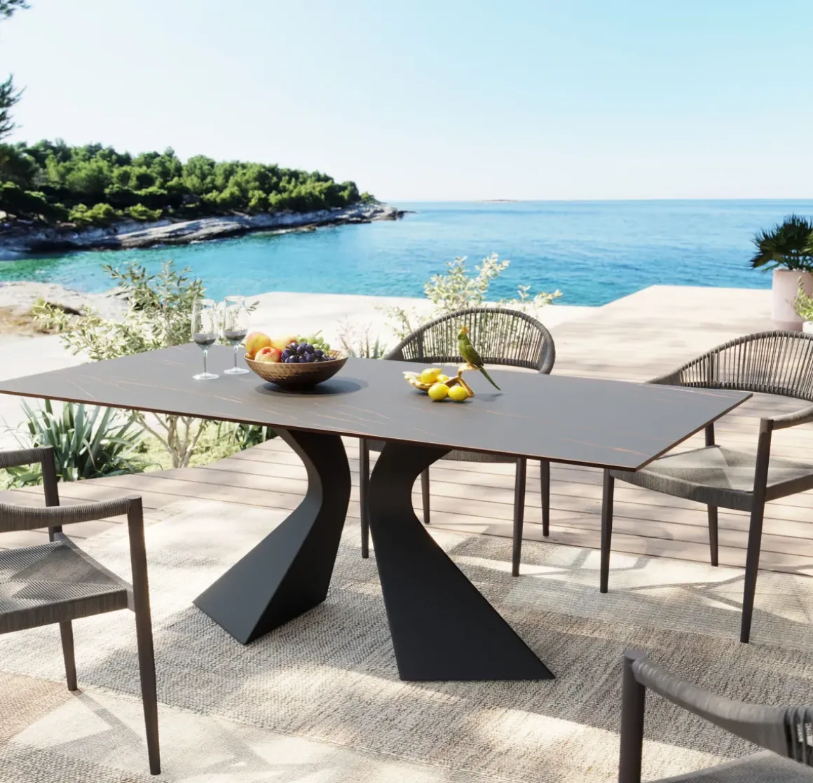 Bord Trädgård Gloria - Kermik, Svart, 180x90cm - KARE Design