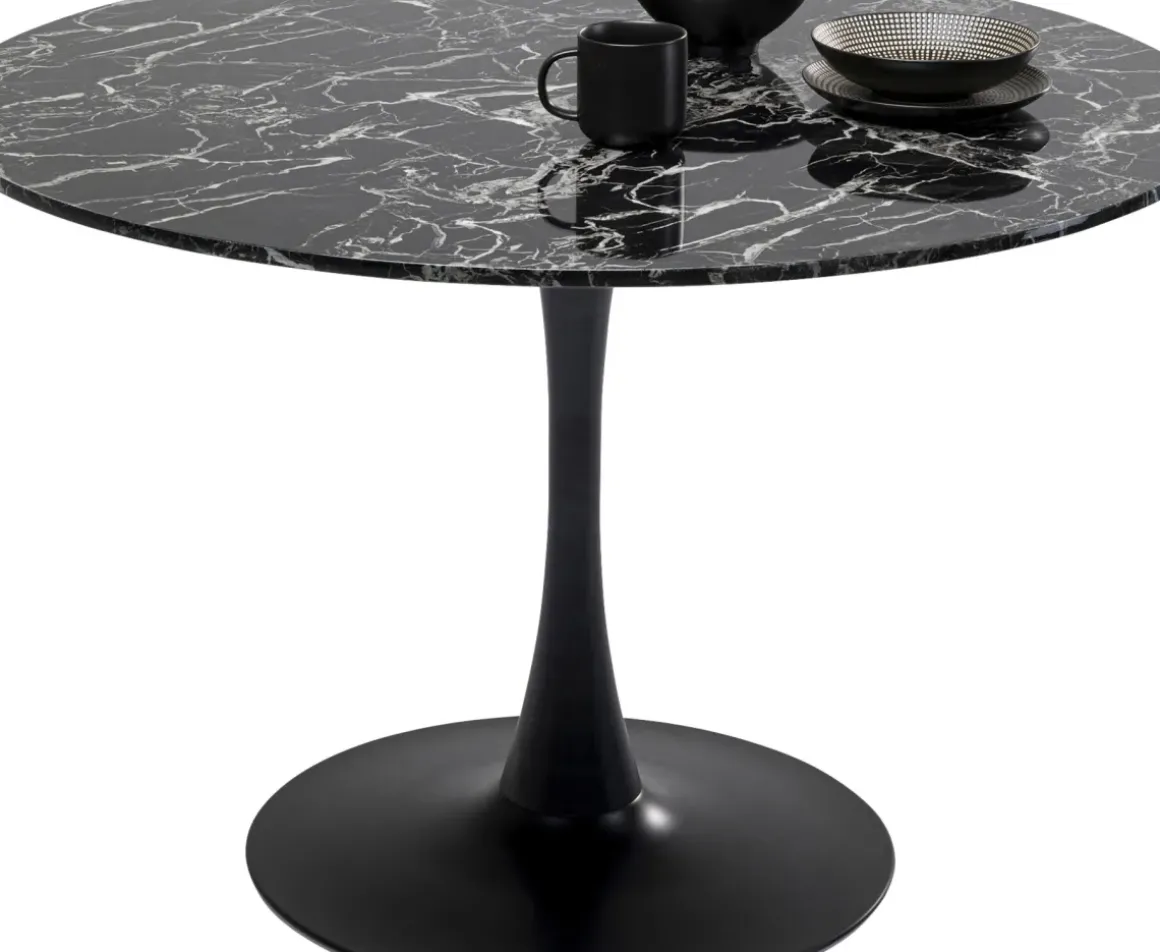 Bord Veneto - Runt Matbord Svart Marmor/Svart Ø110cm - KARE Design