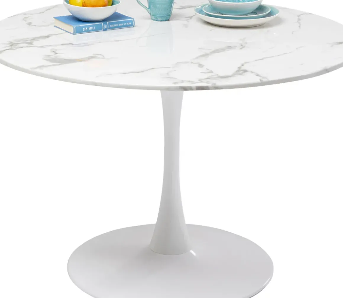 Bord Veneto - Runt Matbord Vit Marmor/Vit Ø110cm - KARE Design