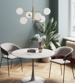Bord Veneto - Runt Matbord Vit Marmor/Vit Ø110cm - KARE Design