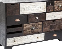 Byrå Finca - Rustik Patina i Ljust och Mörkt Trä, 14 lådor - KARE Design