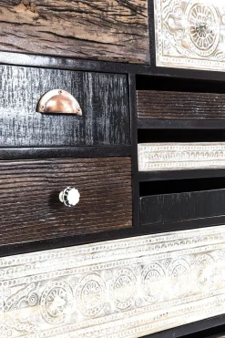 Byrå Finca - Rustik Patina i Ljust och Mörkt Trä, 10 lådor - KARE Design
