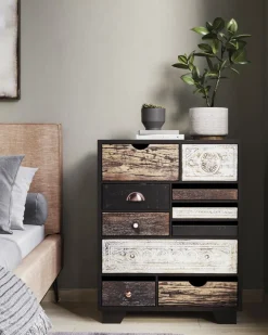 Byrå Finca - Rustik Patina i Ljust och Mörkt Trä, 10 lådor - KARE Design
