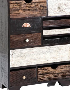 Byrå Finca - Rustik Patina i Ljust och Mörkt Trä, 10 lådor - KARE Design