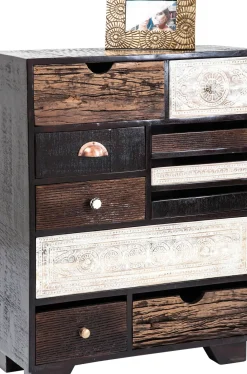Byrå Finca - Rustik Patina i Ljust och Mörkt Trä, 10 lådor - KARE Design