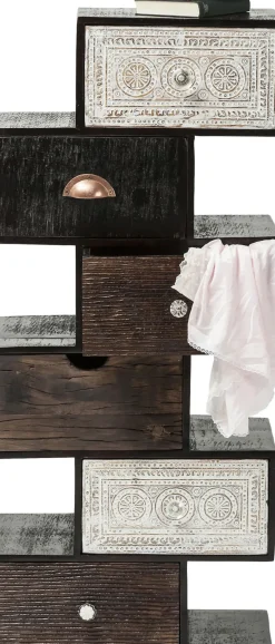 Byrå Finca - Rustik Patina i Ljust och Mörkt Trä, 6 lådor - KARE Design