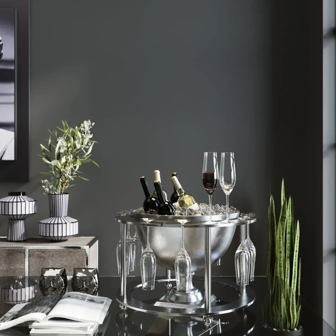 Champagnekylare Time - Stor Vinkylare med Hängen för 12 Glas, Ø61cm - KARE Design