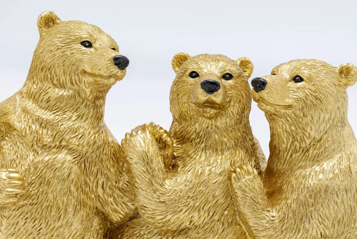 Dekorfigur Dancing Bears - Dekor Guld Björnar, 14cm - KARE Design
