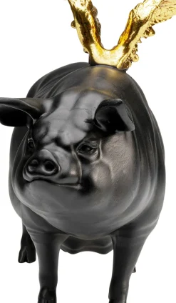 Dekorfigur Flying Pig - Svart Gris, 11cm - KARE Design