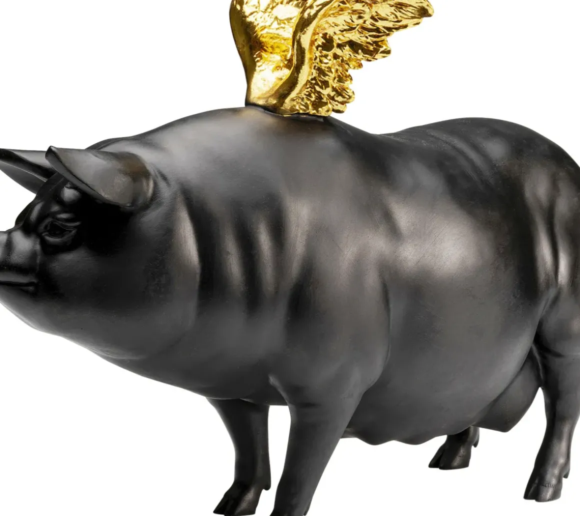 Dekorfigur Flying Pig - Svart Gris, 11cm - KARE Design