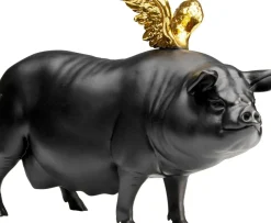 Dekorfigur Flying Pig - Svart Gris, 11cm - KARE Design