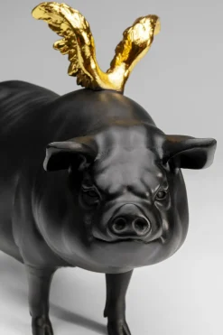 Dekorfigur Flying Pig - Svart Gris, 21cm - KARE Design